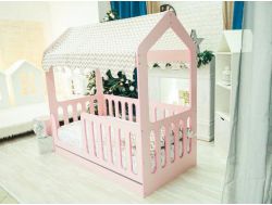 Кровать-домик с ящиком ЛДСП розовая