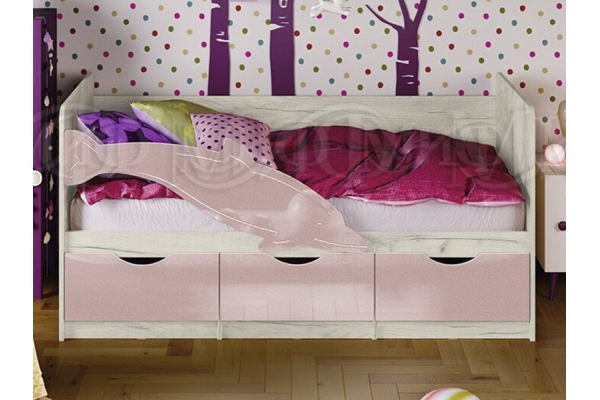 Кровать Дельфин №1 Розовый металлик