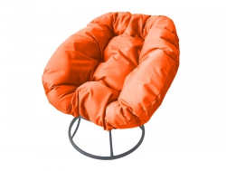Кресло Пончик без ротанга каркас серый-подушка оранжевая