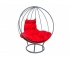 Кресло Кокон Круглый на подставке каркас серый-подушка красная
