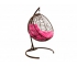 Подвесное кресло Кокон Круглый ротанг каркас чёрный-подушка розовая