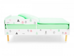 Кровать Stumpa Классика с бортиком рисунок Домики розовый, бирюзовый