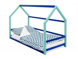 Детская кровать-домик Монтессори Svogen мятно-синий