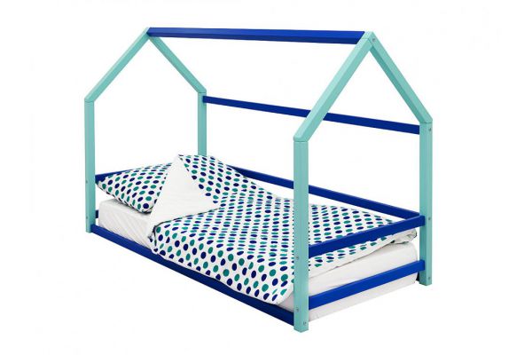 Детская кровать-домик Монтессори Svogen мятно-синий