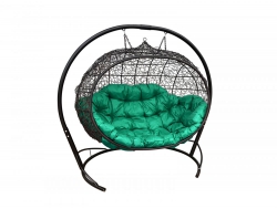 Подвесной диван Кокон Улей каркас чёрный-подушка зелёная