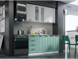 Кухня Агава МДФ 1600 акация белая-мята