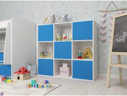 Стеллаж Джери белый-голубой