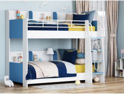 Кровать Соня 5 правая белый-голубой