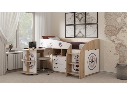 Кровать комбинированная «Немо» Дуб Сонома, Белый