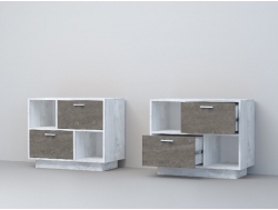 Тумба Эго Т-1 2 ящика бетон светлый/камень темный цоколь